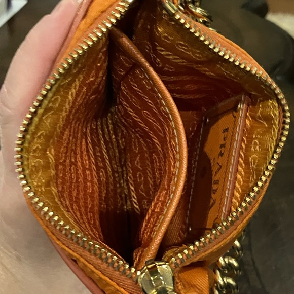 Prada Tessuto Oro Mini Crossbody in Papaya, with Auth Cards & Dust Bag, EUC - Picture 7 of 14